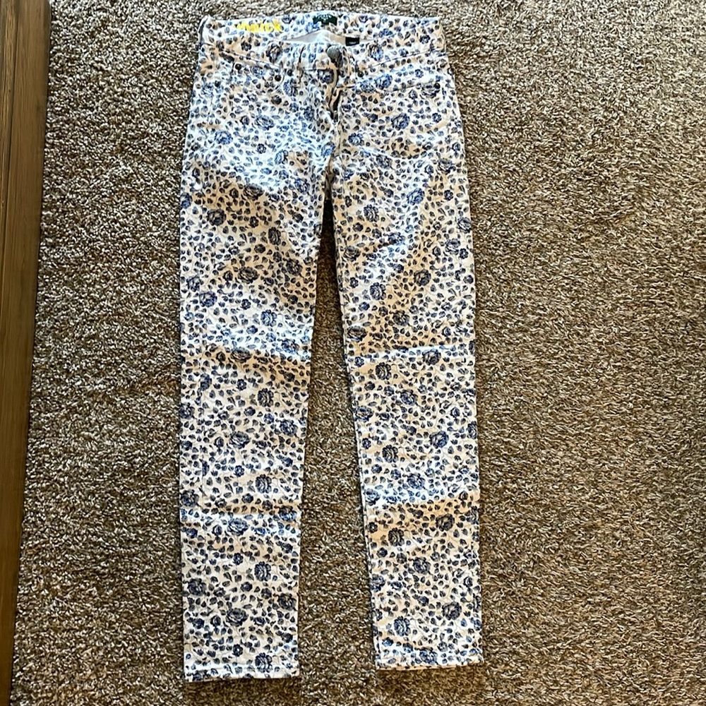 J Crew floral toothpick jeans